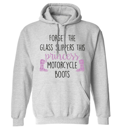 Forget the glass slippers this princess wears motorcycle boots adults unisex grey hoodie 2XL