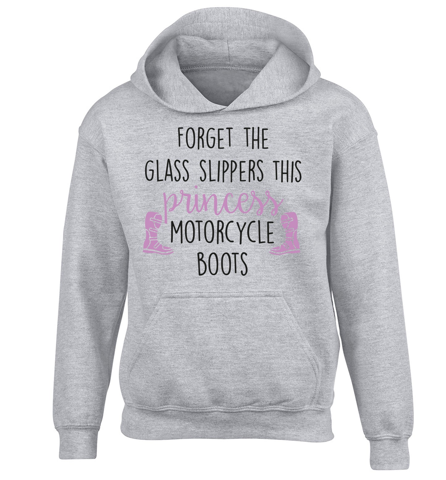 Forget the glass slippers this princess wears motorcycle boots children's grey hoodie 12-13 Years