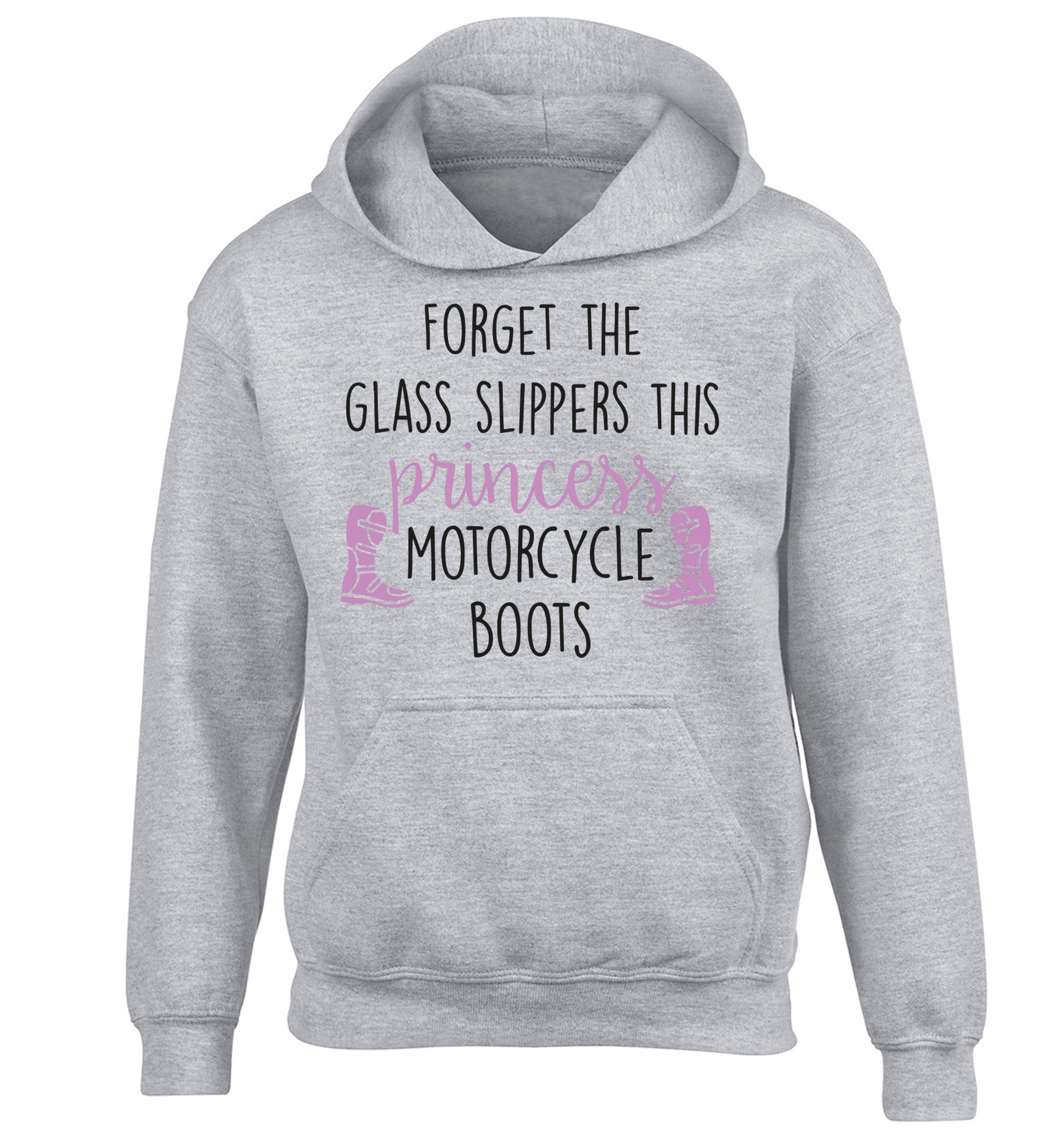 Forget the glass slippers this princess wears motorcycle boots children's grey hoodie 12-13 Years
