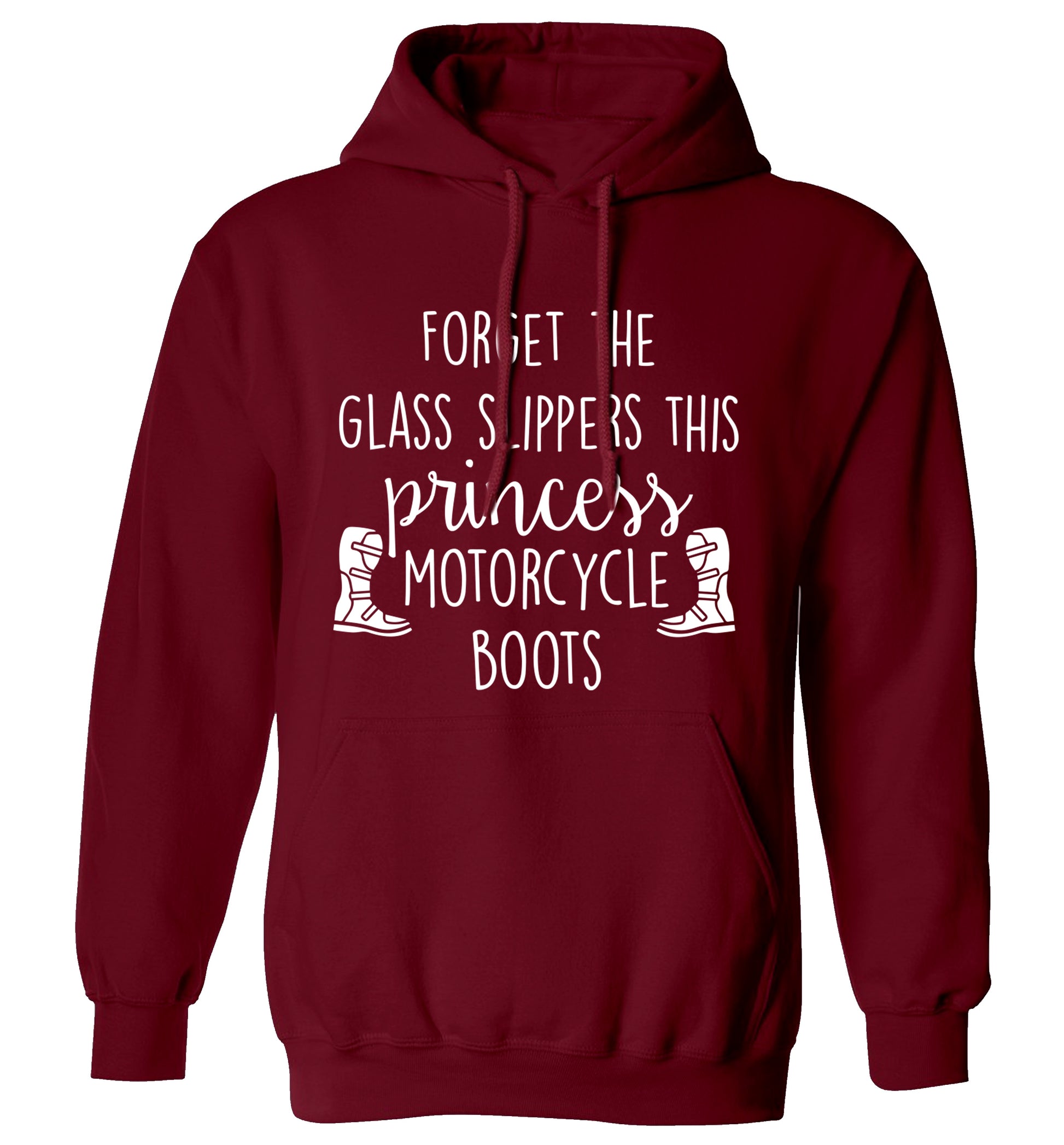 Forget the glass slippers this princess wears motorcycle boots adults unisex maroon hoodie 2XL