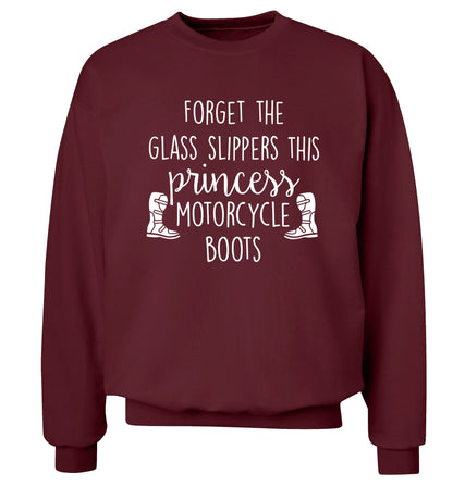 Forget the glass slippers this princess wears motorcycle boots Adult's unisex maroon Sweater 2XL