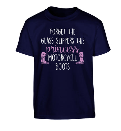 Forget the glass slippers this princess wears motorcycle boots Children's navy Tshirt 12-13 Years