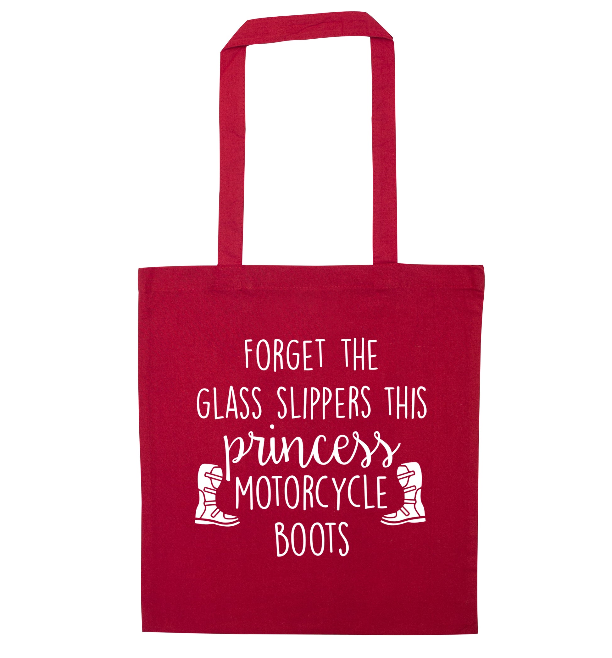 Forget the glass slippers this princess wears motorcycle boots red tote bag