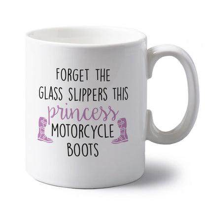 Forget the glass slippers this princess wears motorcycle boots left handed white ceramic mug 