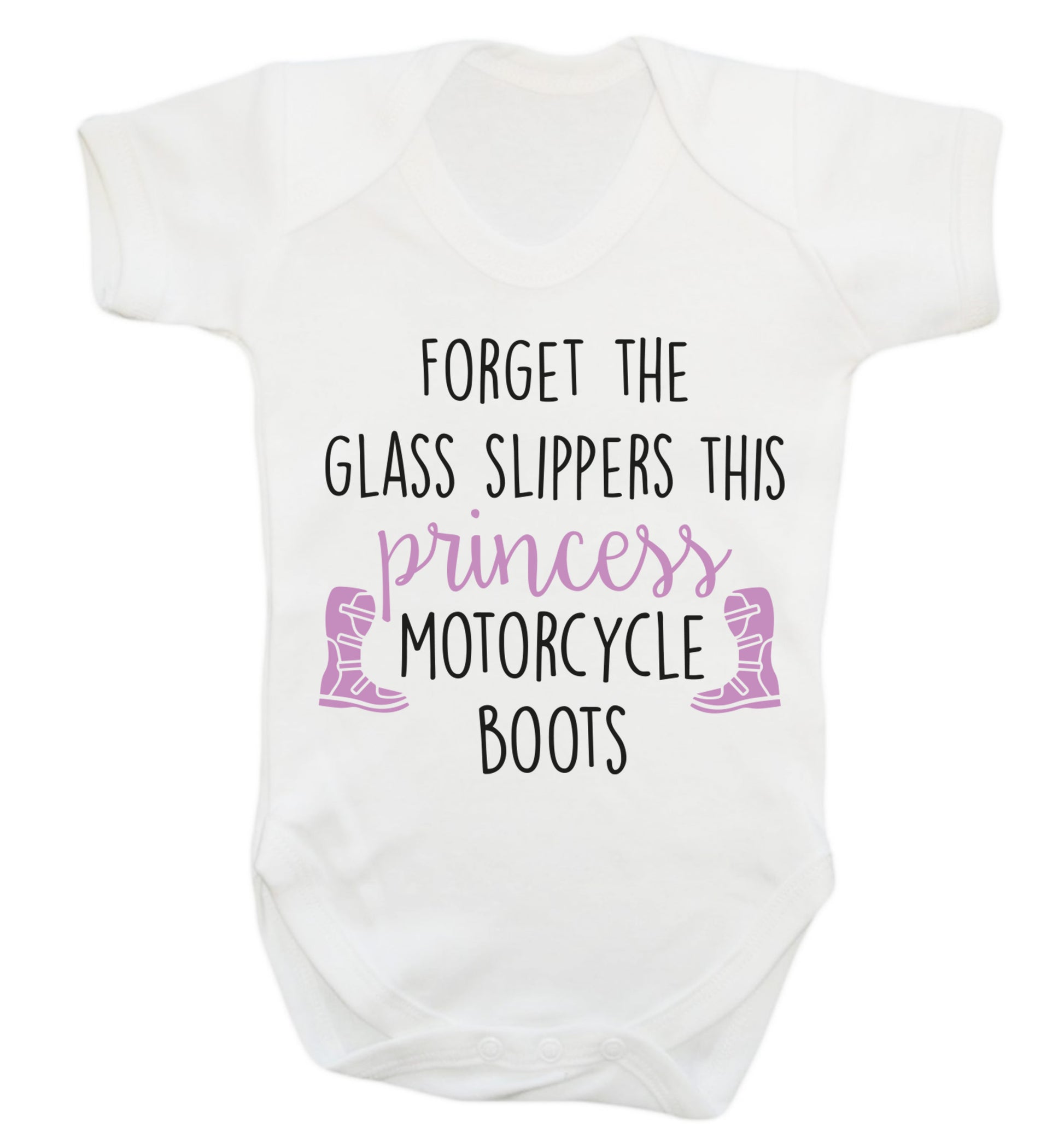 Forget the glass slippers this princess wears motorcycle boots Baby Vest white 18-24 months