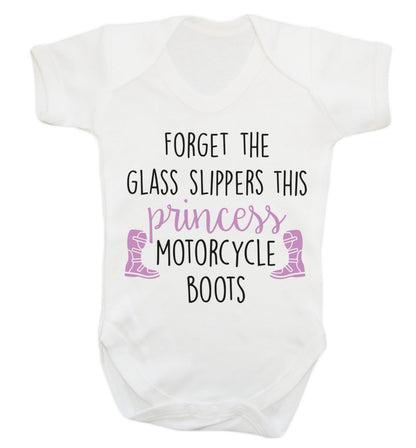 Forget the glass slippers this princess wears motorcycle boots Baby Vest white 18-24 months