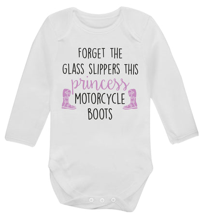 Forget the glass slippers this princess wears motorcycle boots Baby Vest long sleeved white 6-12 months