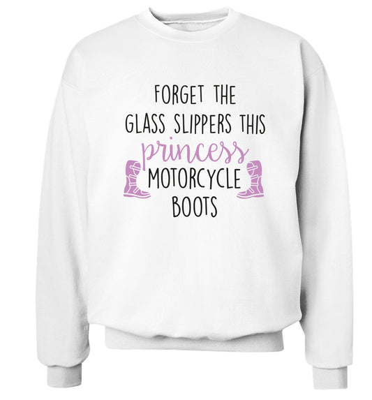 Forget the glass slippers this princess wears motorcycle boots Adult's unisex white Sweater 2XL