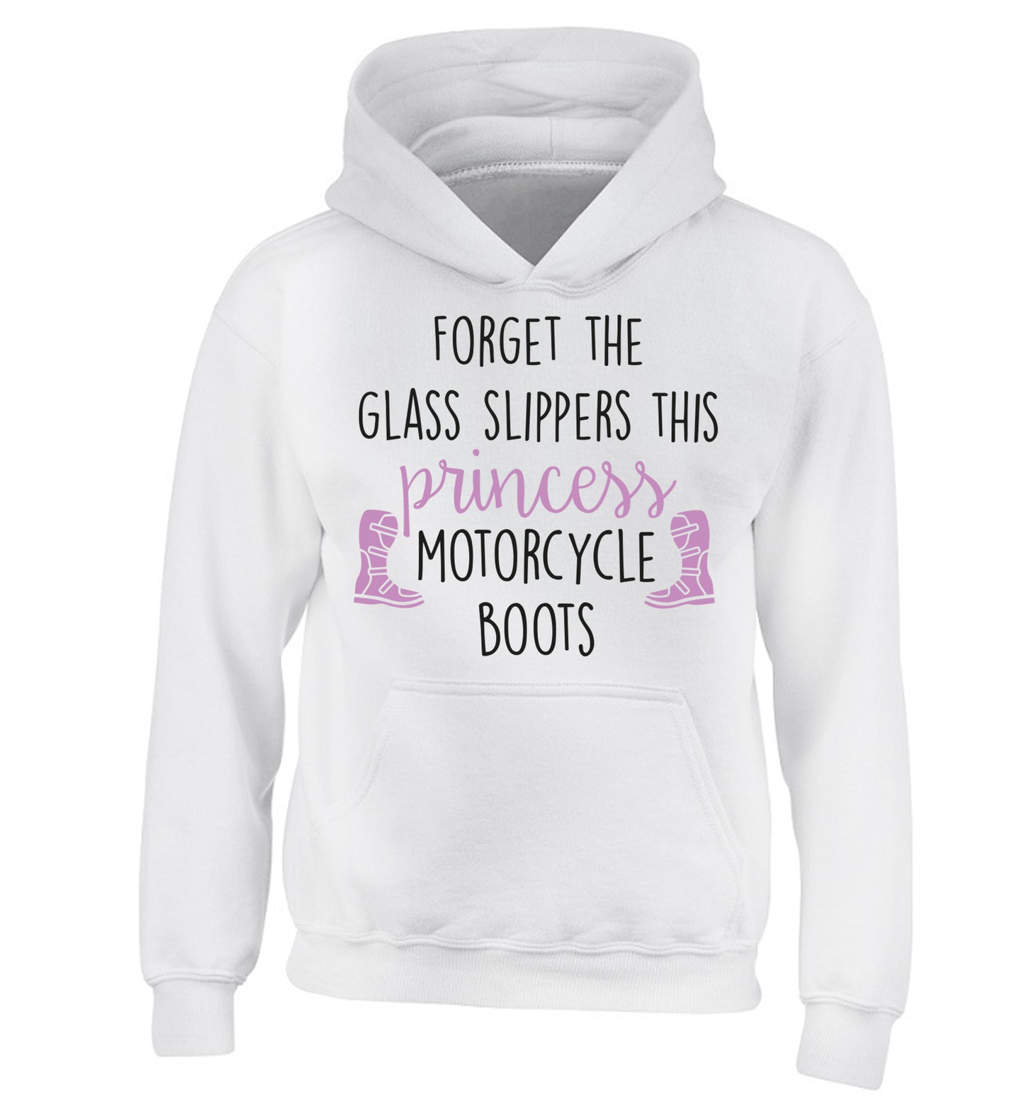 Forget the glass slippers this princess wears motorcycle boots children's white hoodie 12-13 Years