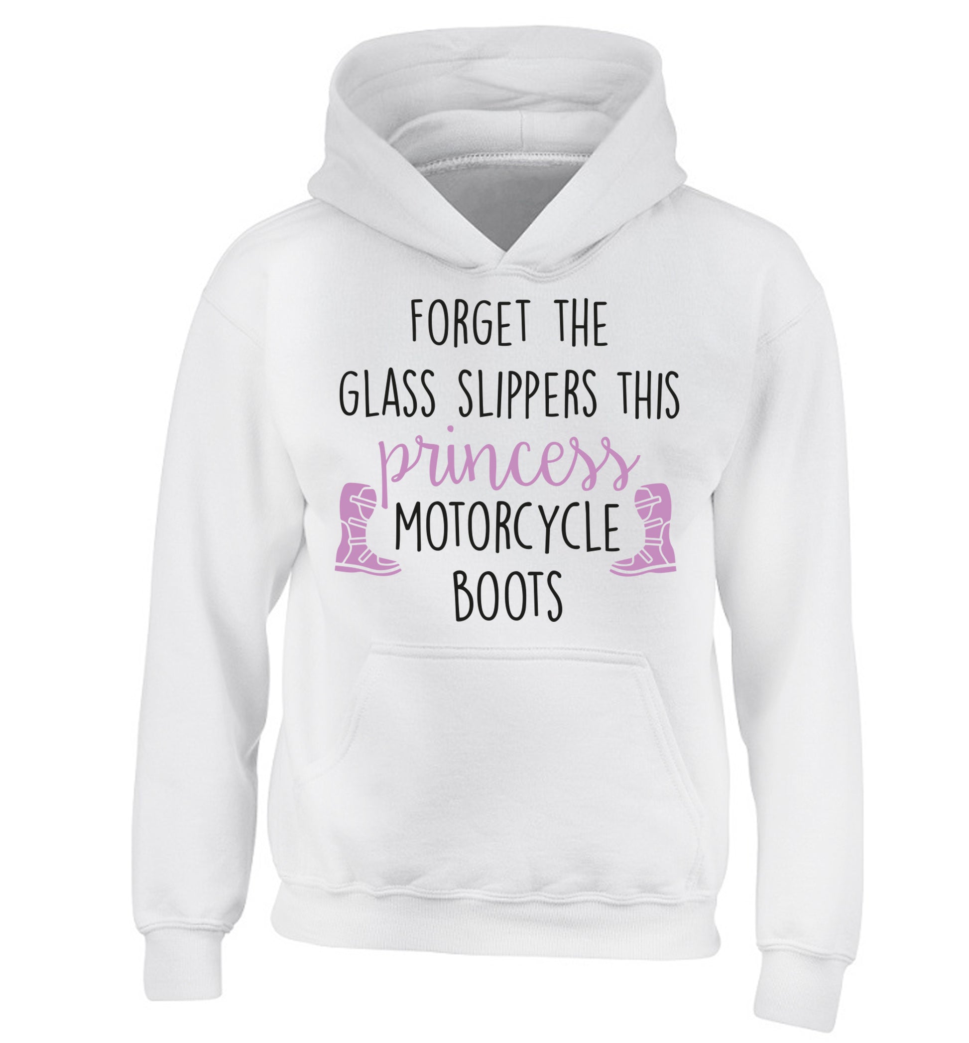 Forget the glass slippers this princess wears motorcycle boots children's white hoodie 12-13 Years