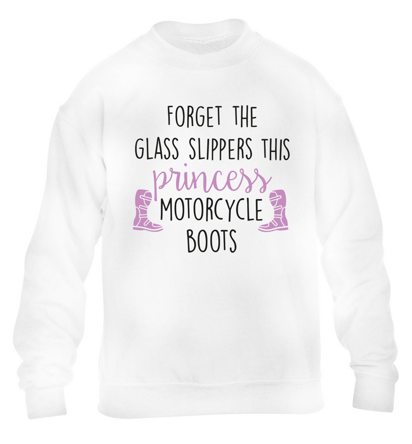 Forget the glass slippers this princess wears motorcycle boots children's white sweater 12-13 Years