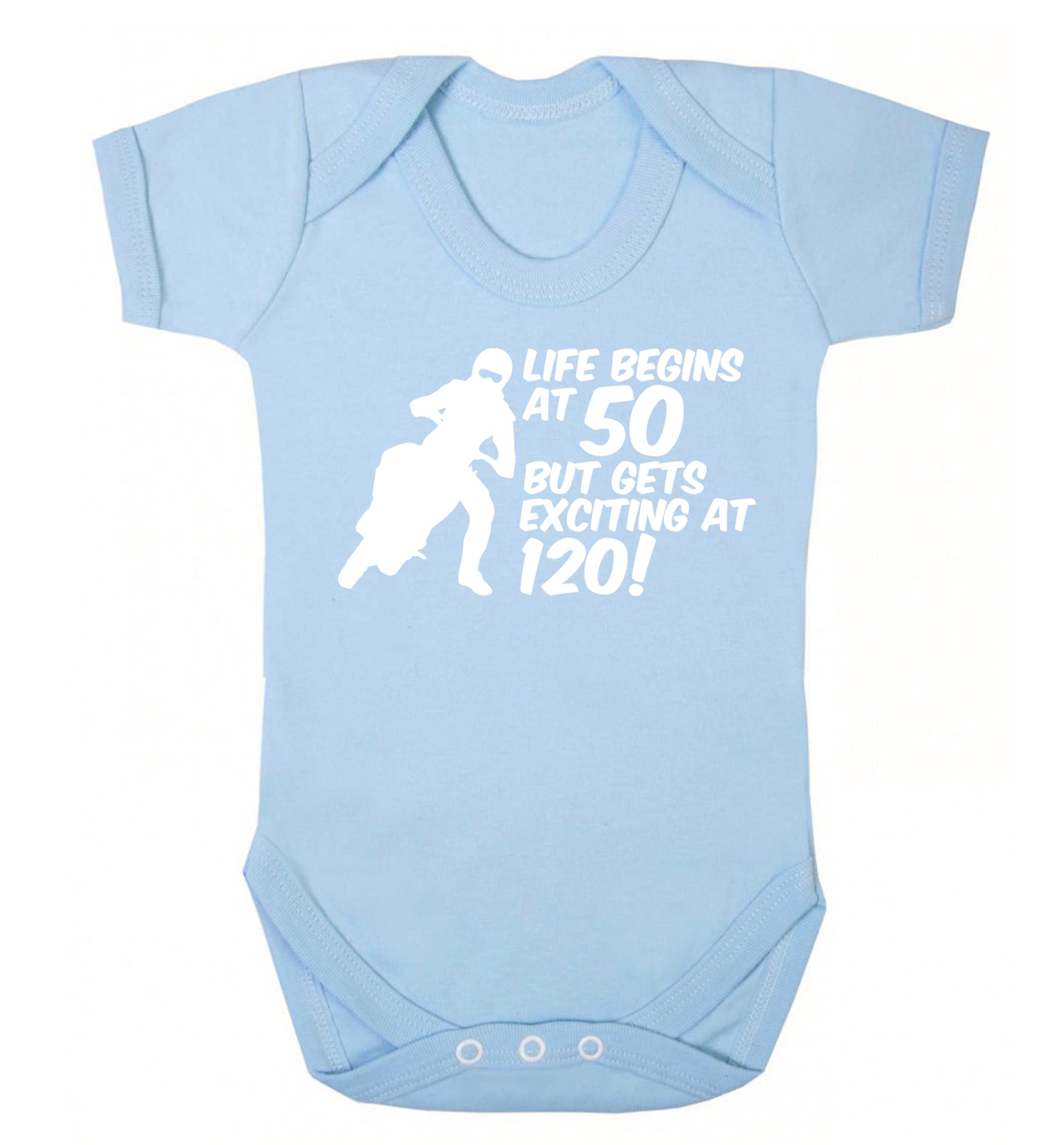 Life begins at 50 but it gets exciting at 120 Baby Vest pale blue 18-24 months