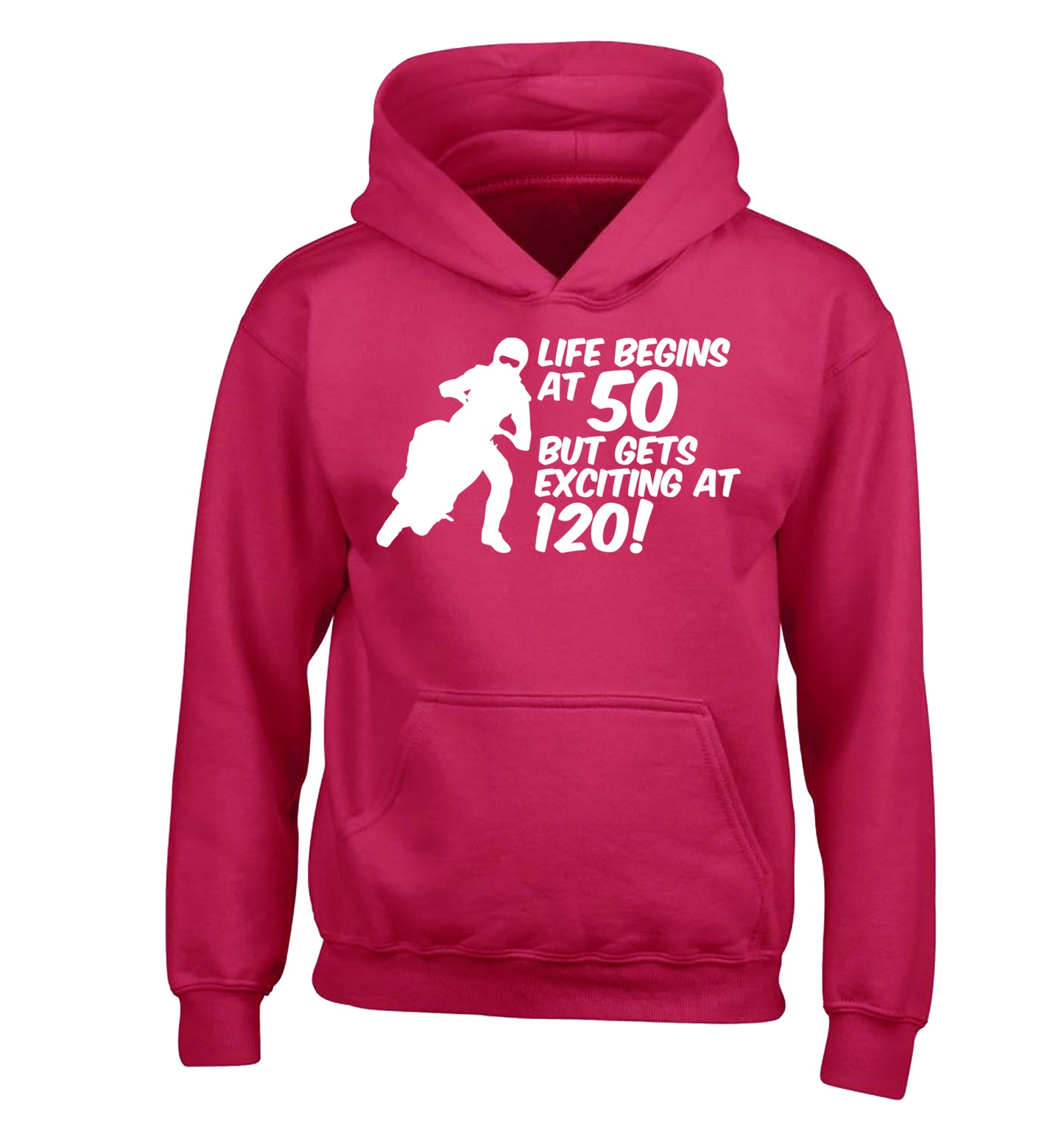 Life begins at 50 but it gets exciting at 120 children's pink hoodie 12-13 Years