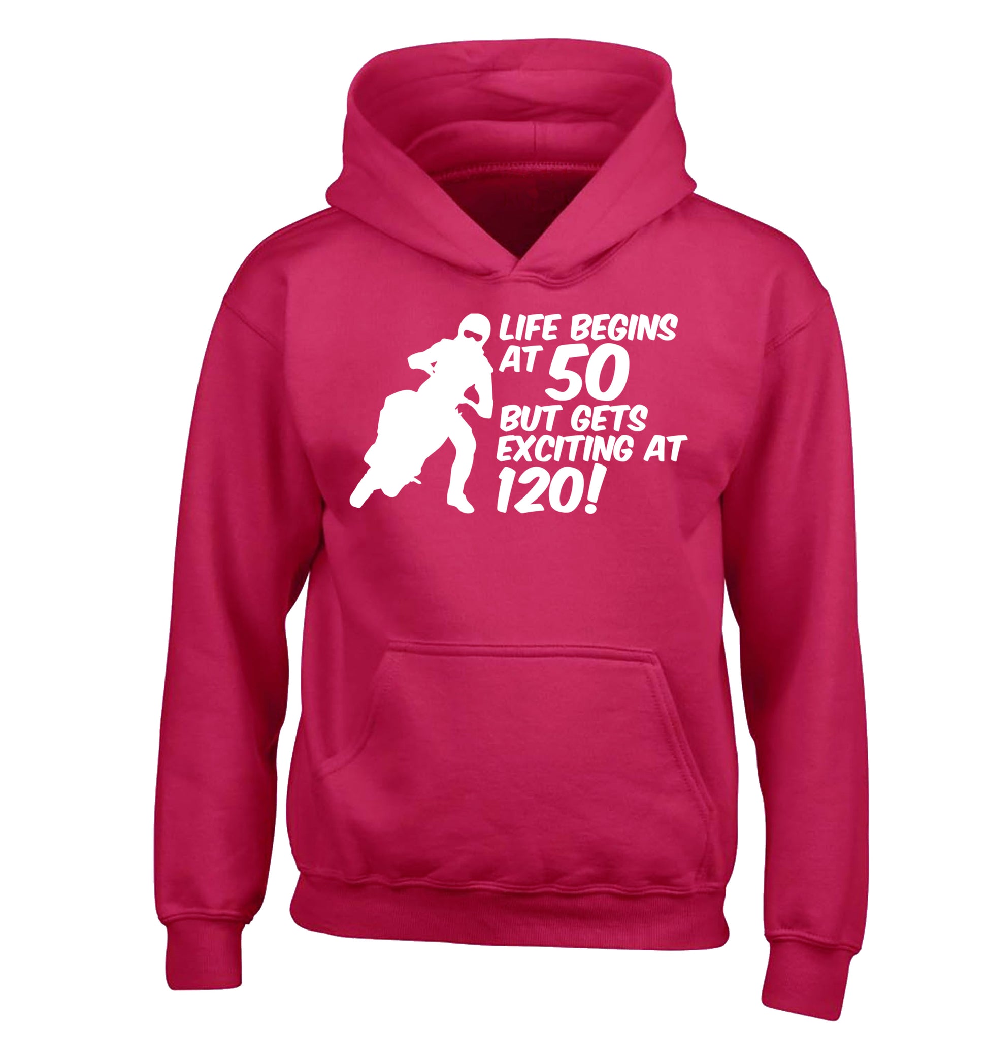 Life begins at 50 but it gets exciting at 120 children's pink hoodie 12-13 Years
