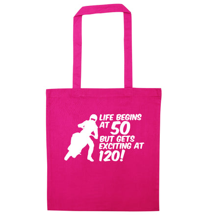 Life begins at 50 but it gets exciting at 120 pink tote bag