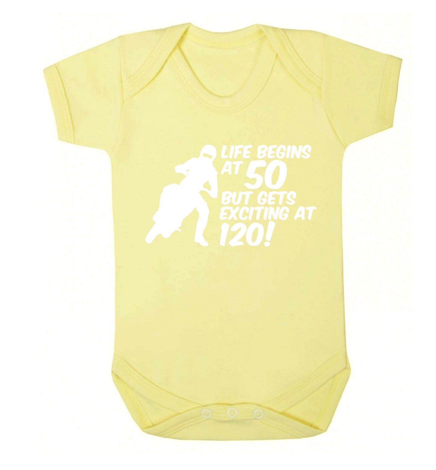 Life begins at 50 but it gets exciting at 120 Baby Vest pale yellow 18-24 months