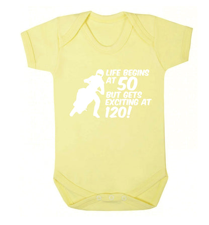 Life begins at 50 but it gets exciting at 120 Baby Vest pale yellow 18-24 months