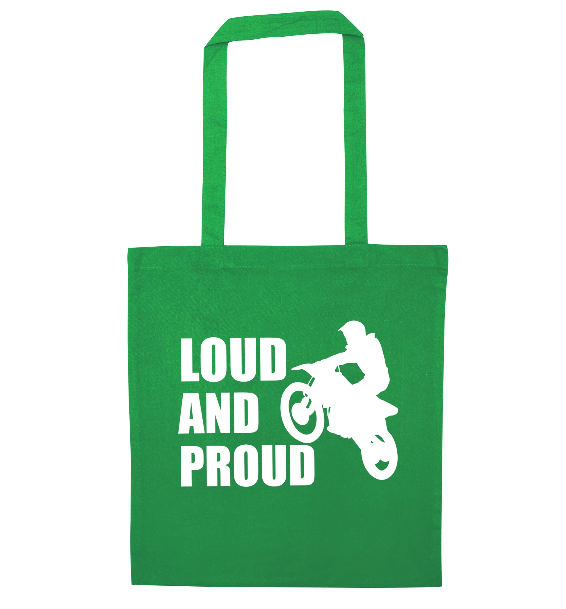 Loud and proud green tote bag