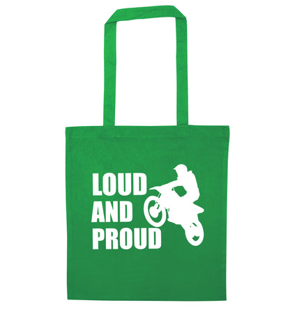 Loud and proud green tote bag