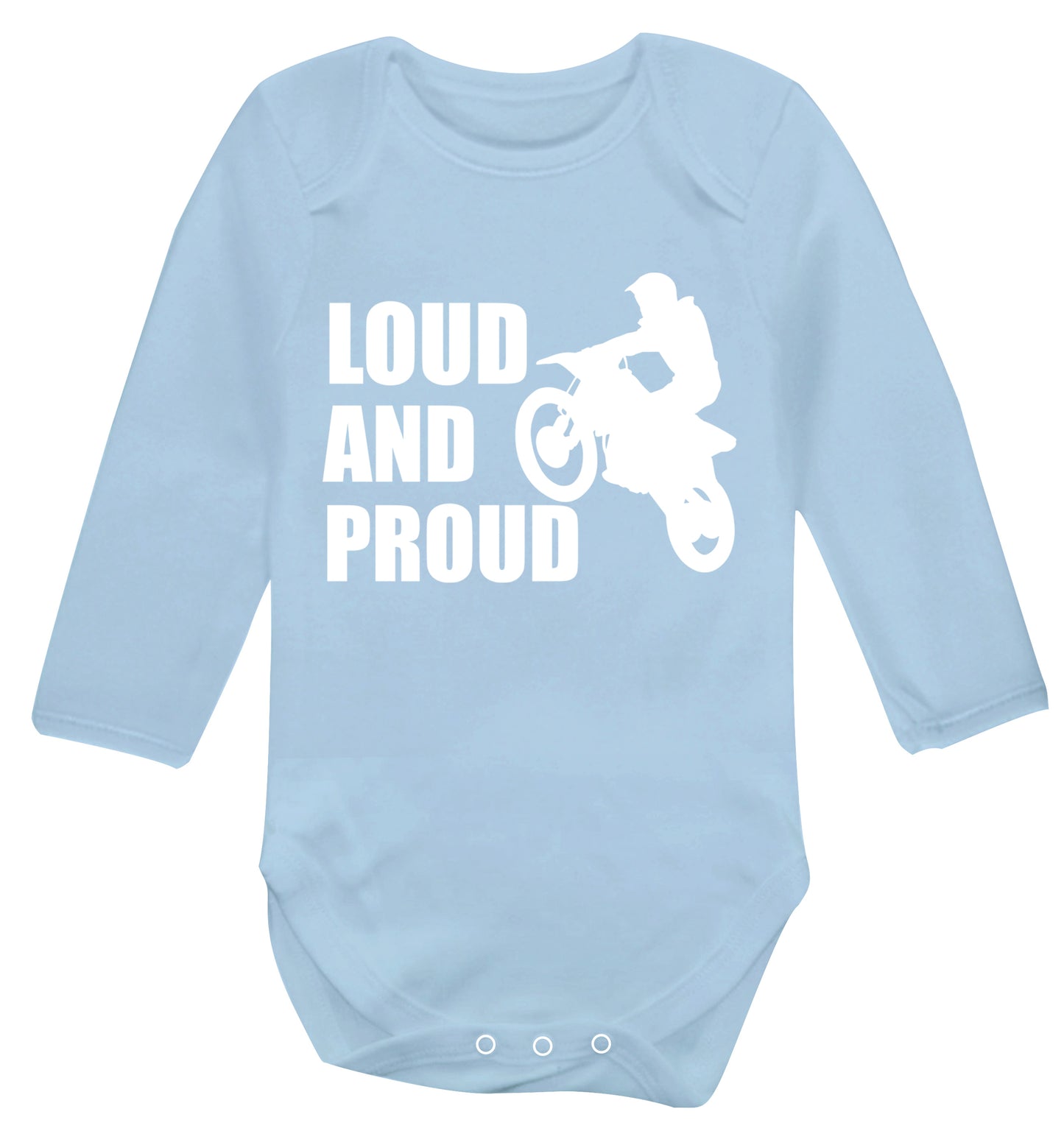 Loud and proud Baby Vest long sleeved pale blue 6-12 months