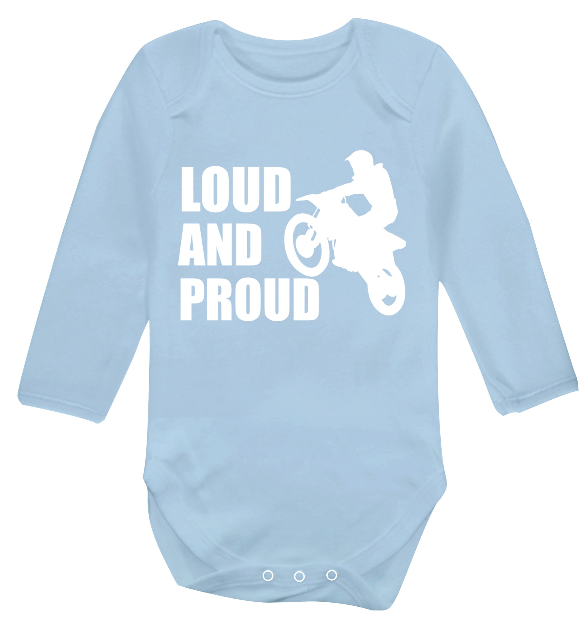 Loud and proud Baby Vest long sleeved pale blue 6-12 months