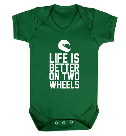 Life is better on two wheels Baby Vest green 18-24 months