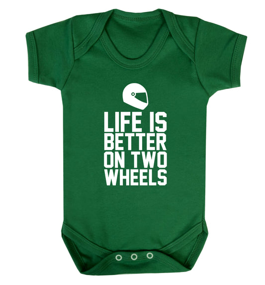 Life is better on two wheels Baby Vest green 18-24 months