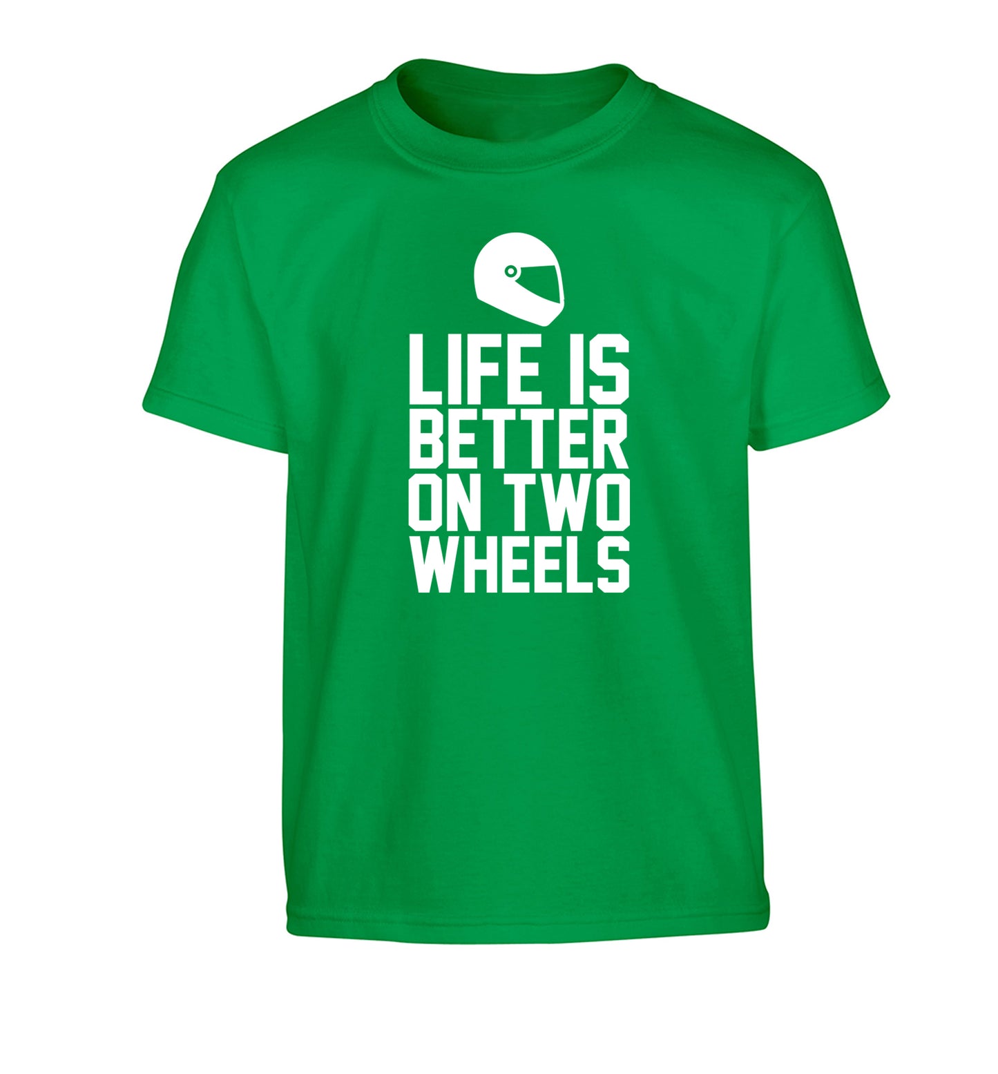 Life is better on two wheels Children's green Tshirt 12-13 Years