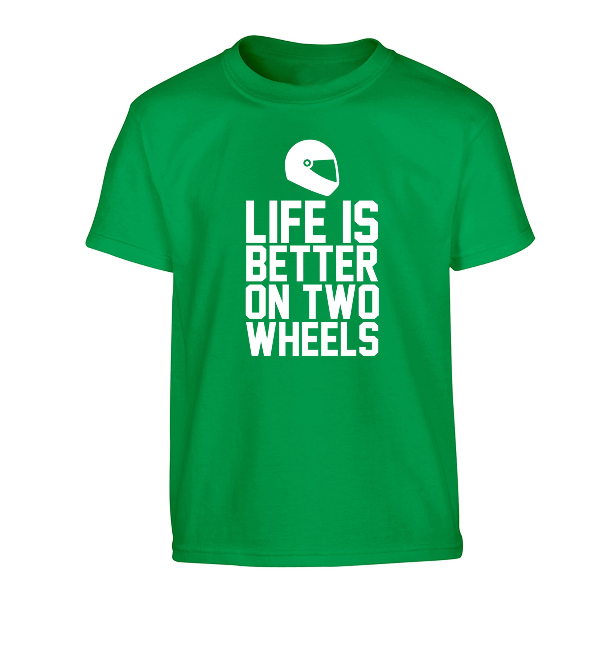 Life is better on two wheels Children's green Tshirt 12-13 Years