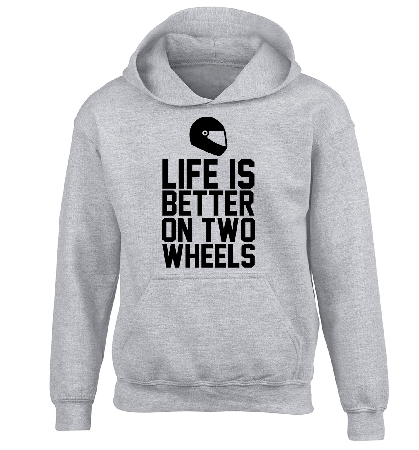 Life is better on two wheels children's grey hoodie 12-13 Years