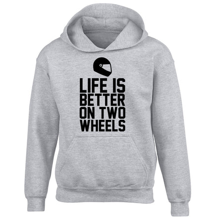 Life is better on two wheels children's grey hoodie 12-13 Years