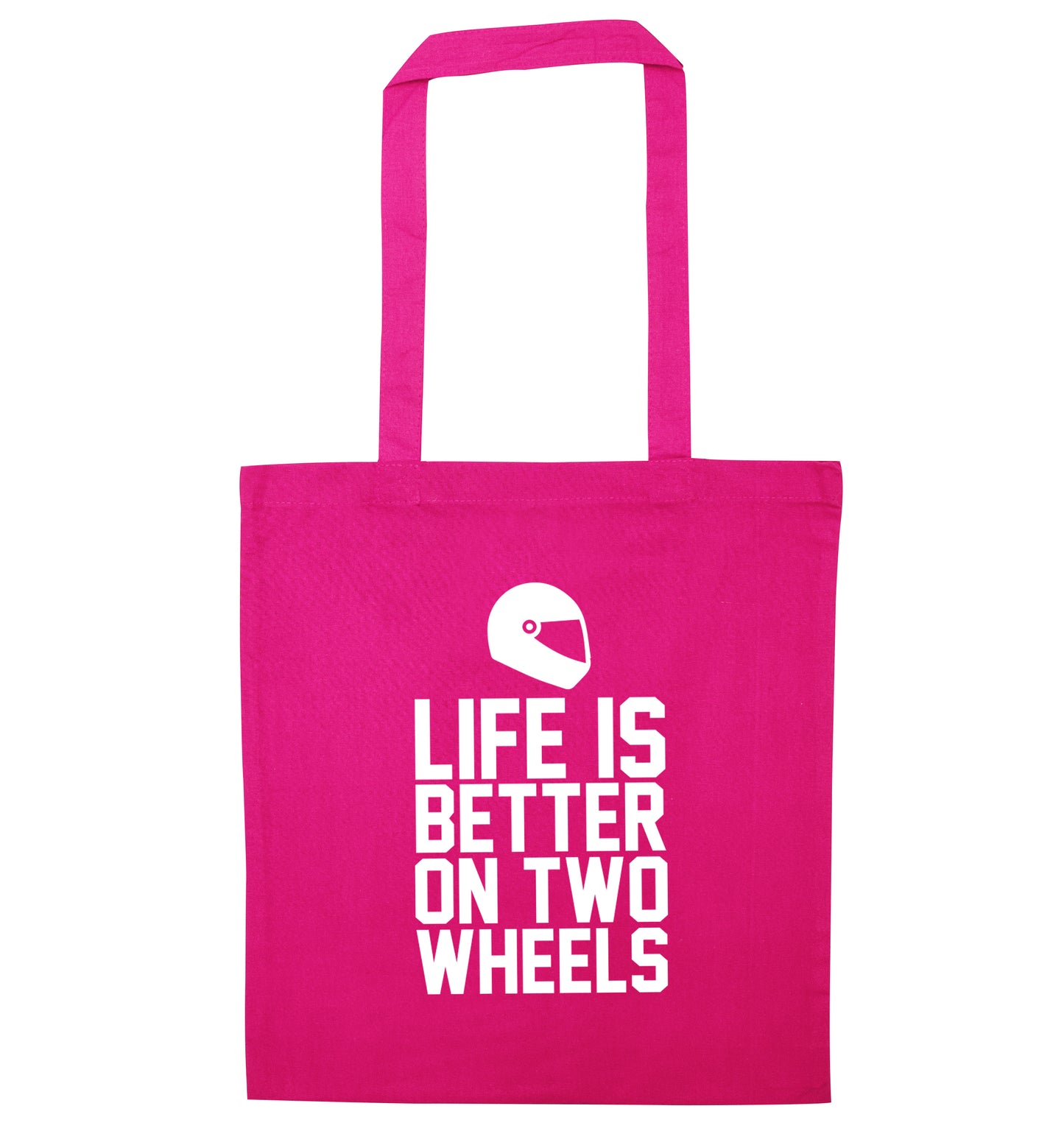 Life is better on two wheels pink tote bag