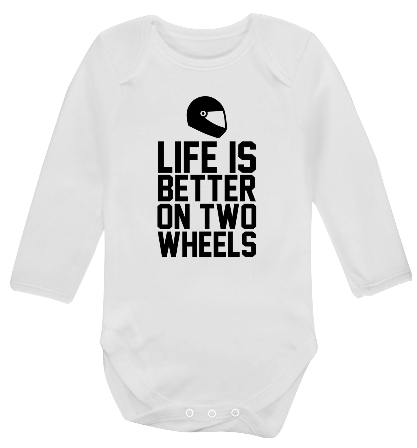 Life is better on two wheels Baby Vest long sleeved white 6-12 months