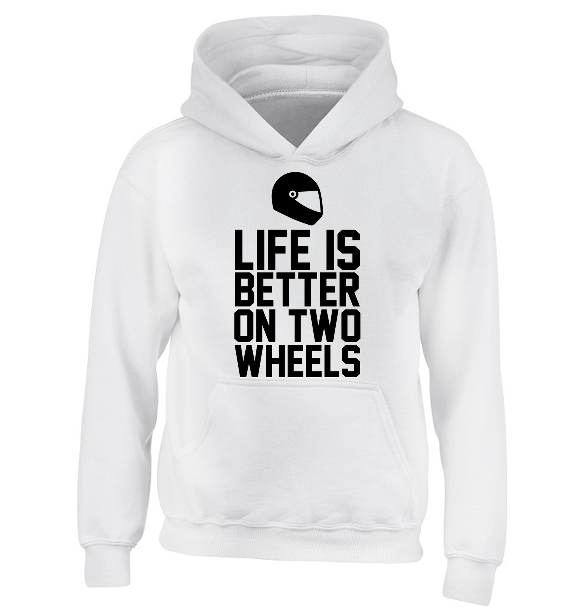 Life is better on two wheels children's white hoodie 12-13 Years