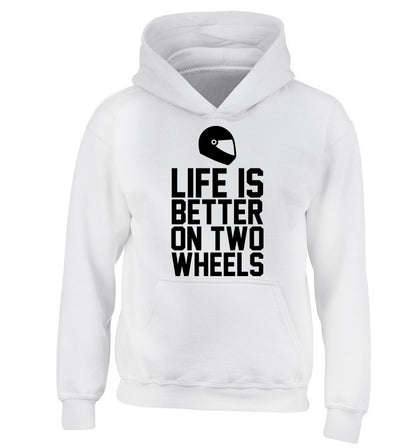 Life is better on two wheels children's white hoodie 12-13 Years