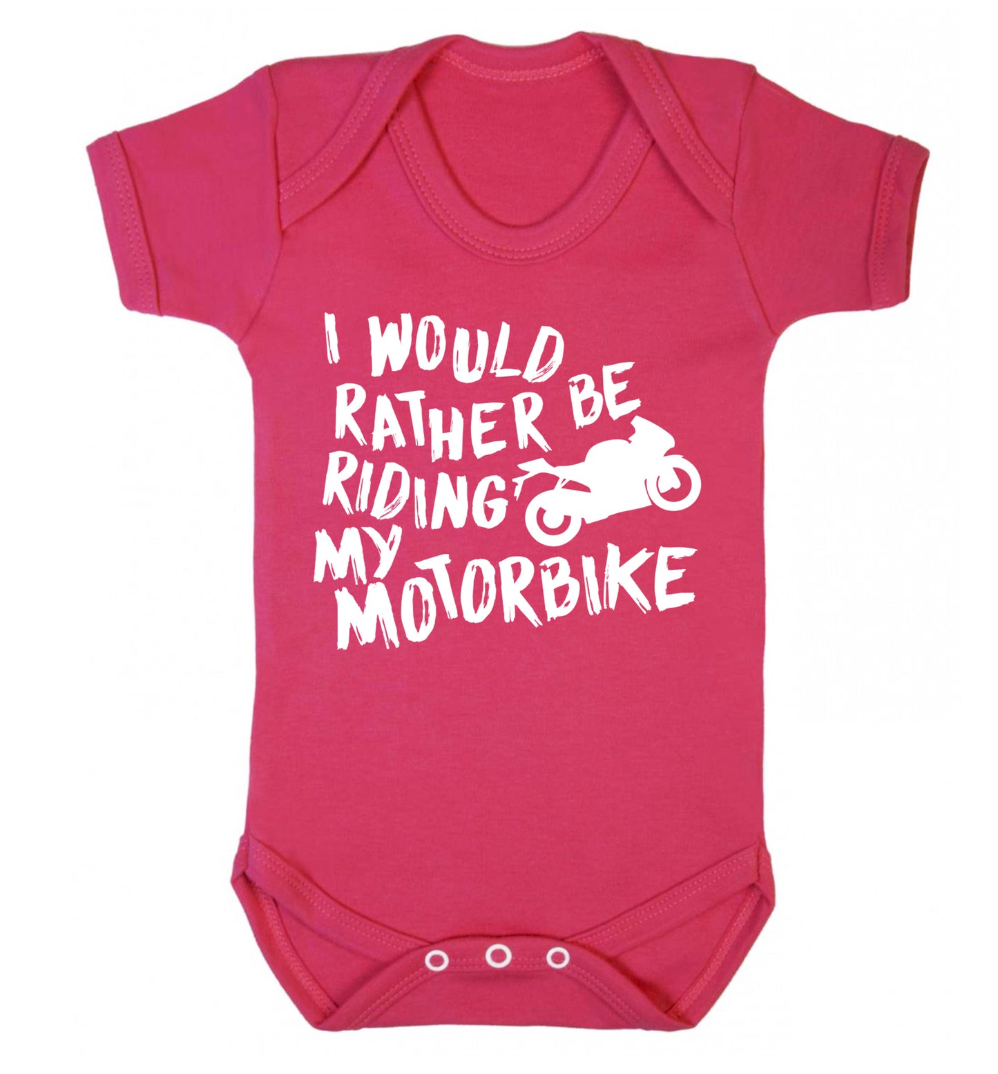 I would rather be riding my motorbike Baby Vest dark pink 18-24 months