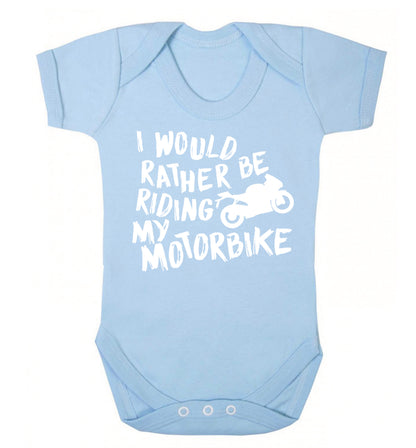 I would rather be riding my motorbike Baby Vest pale blue 18-24 months