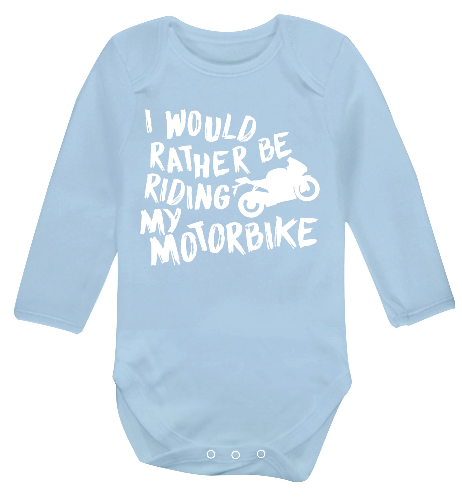 I would rather be riding my motorbike Baby Vest long sleeved pale blue 6-12 months