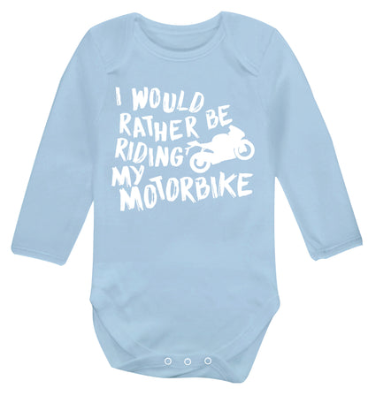 I would rather be riding my motorbike Baby Vest long sleeved pale blue 6-12 months
