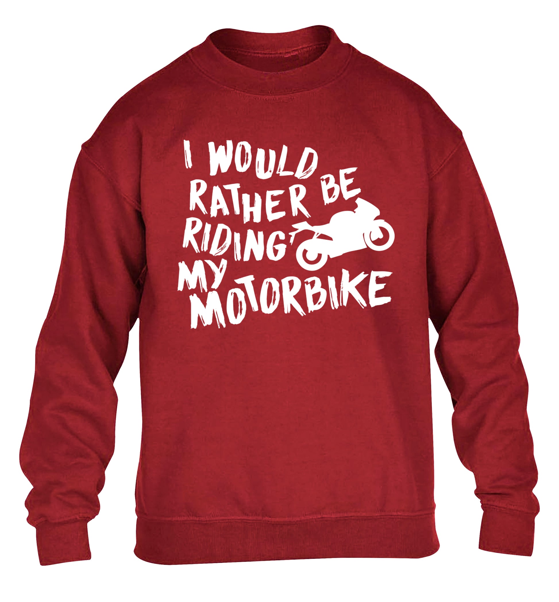 I would rather be riding my motorbike children's grey sweater 12-13 Years