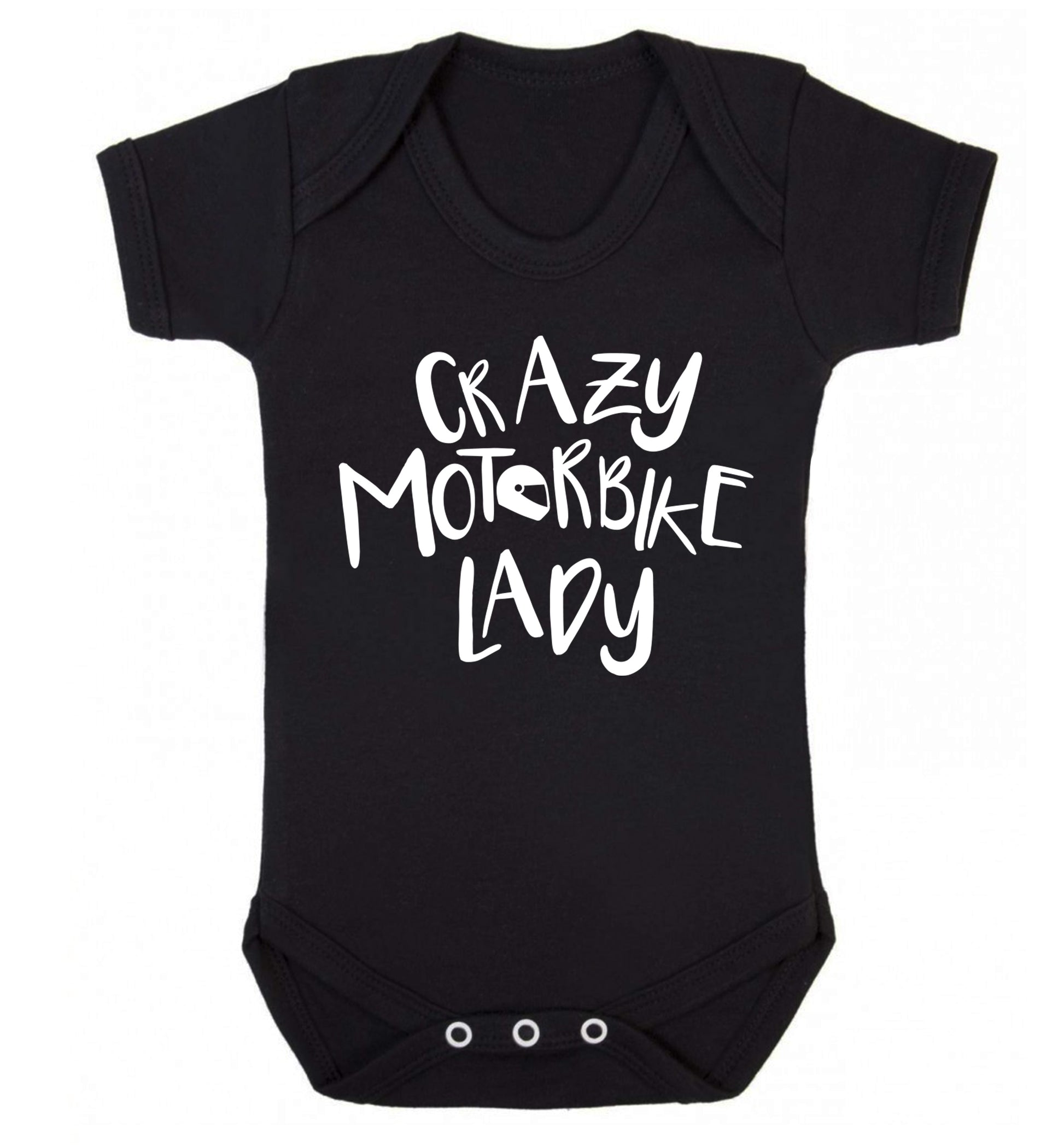 Crazy motorbike lady Baby Vest black 18-24 months