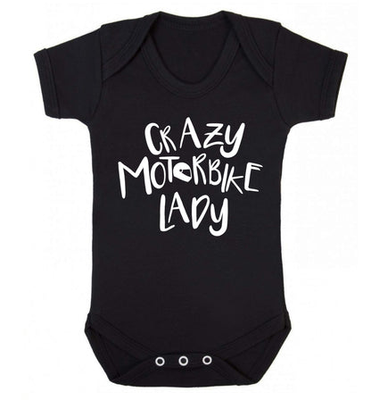 Crazy motorbike lady Baby Vest black 18-24 months
