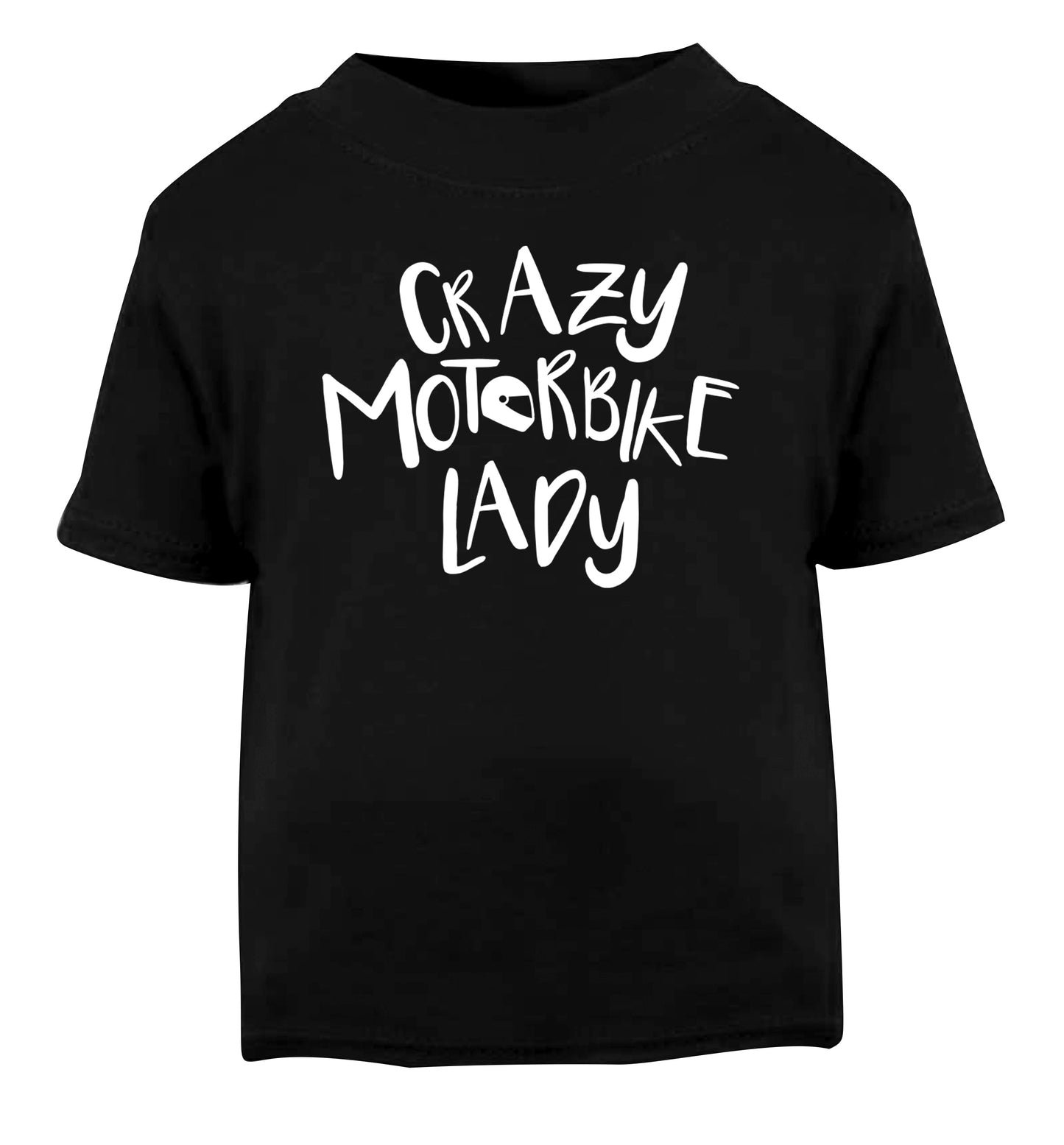 Crazy motorbike lady Black Baby Toddler Tshirt 2 years