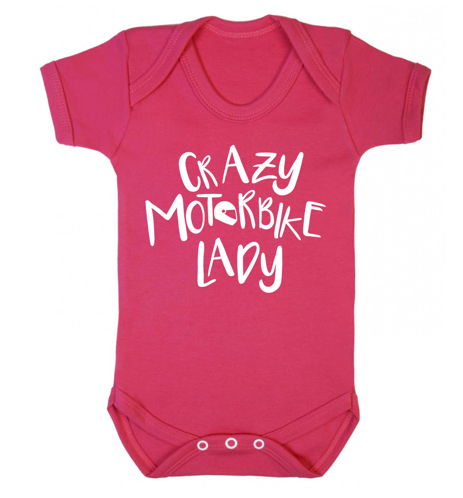 Crazy motorbike lady Baby Vest dark pink 18-24 months