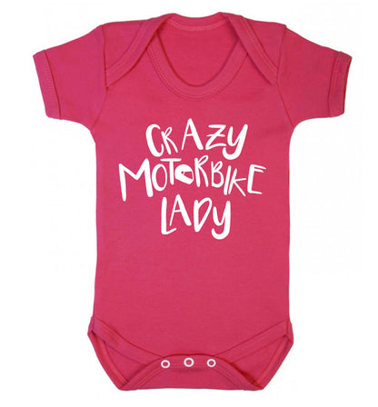 Crazy motorbike lady Baby Vest dark pink 18-24 months