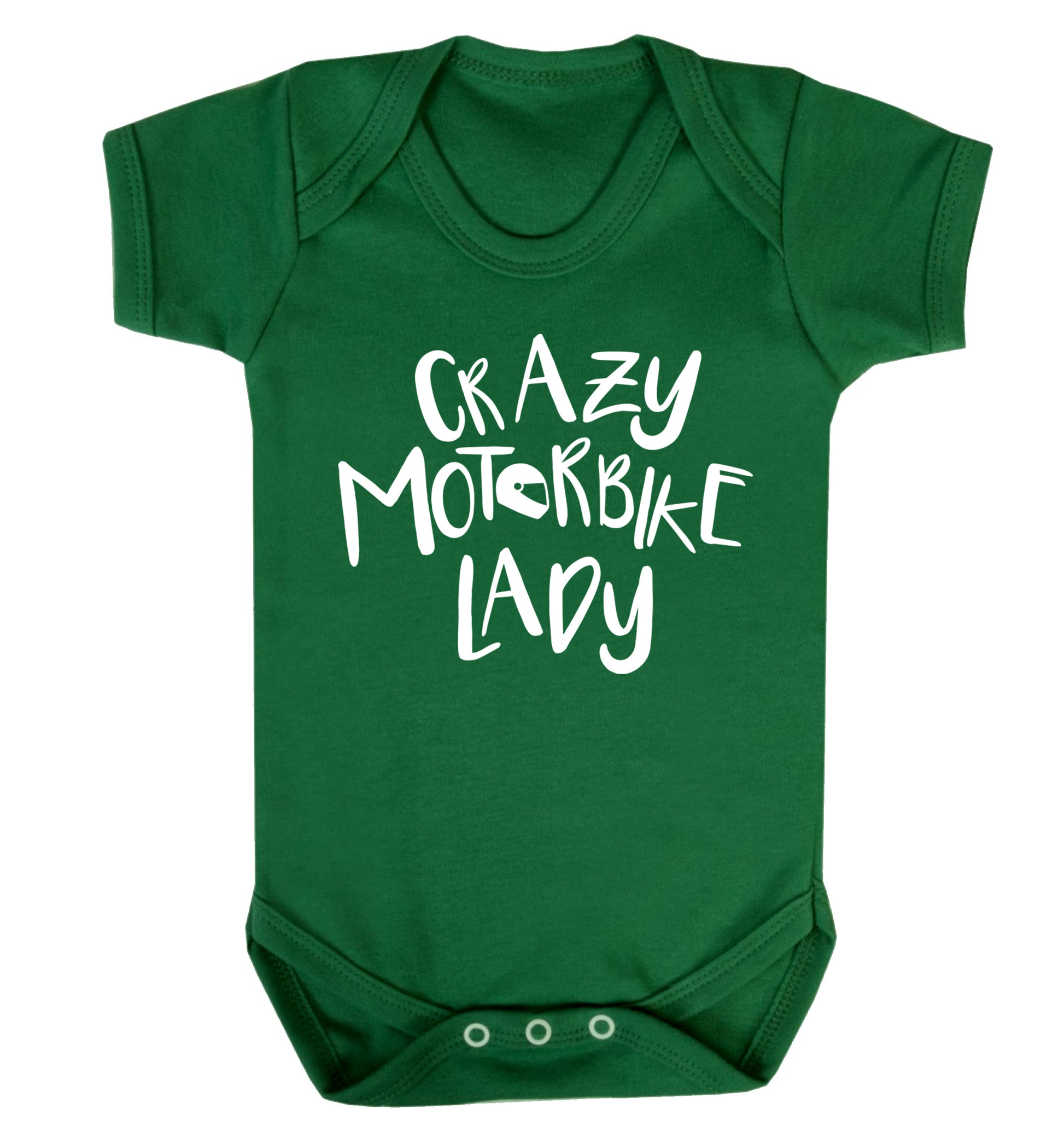Crazy motorbike lady Baby Vest green 18-24 months