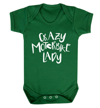 Crazy motorbike lady Baby Vest green 18-24 months