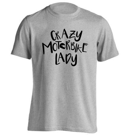 Crazy motorbike lady adults unisex grey Tshirt 2XL