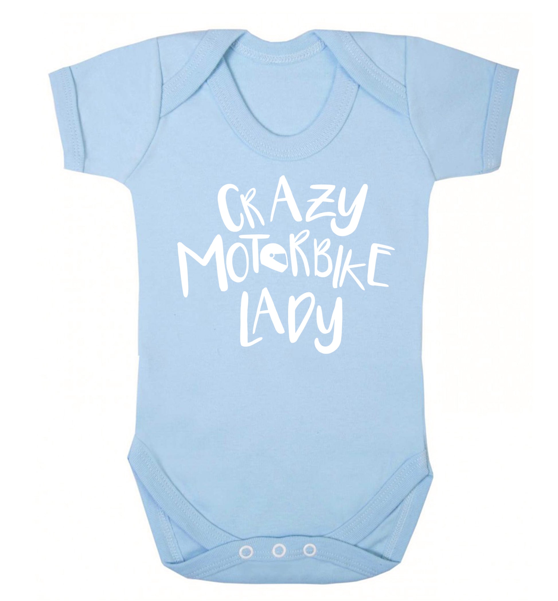 Crazy motorbike lady Baby Vest pale blue 18-24 months