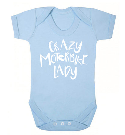 Crazy motorbike lady Baby Vest pale blue 18-24 months